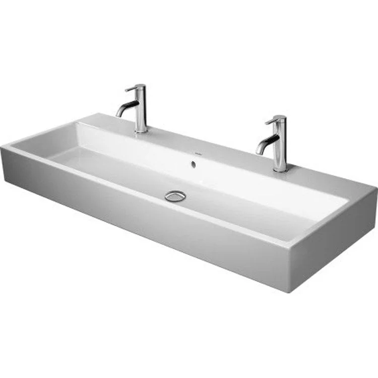 Lavatory Sink Vero Air Wall Mount with Overflow 18-1/2 x 47-1/4 Inch 22-1/4 Inch Spread Rectangle White 2 Hole