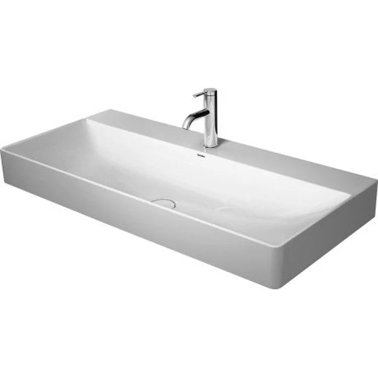 Lavatory Sink DuraSquare Ground less Overflow 18-1/2 x 39-3/8 Inch 3-7/8 Inch Spread Rectangle White 2 Hole