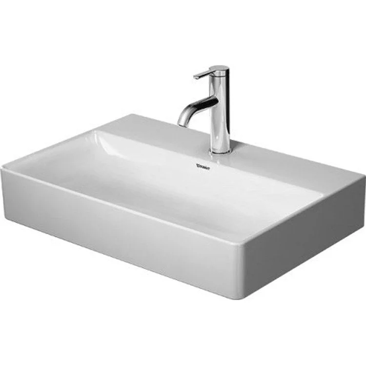 Lavatory Sink DuraSquare Less Overflow 23-5/8 x 15-3/4 Inch 3-7/8 Inch Spread Rectangle White 2 Hole