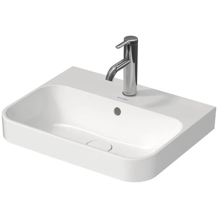 Lavatory Sink Happy D.2 Plus Ground with Overflow 15-3/4 x 19-5/8 Inch Rectangle White 1 Hole