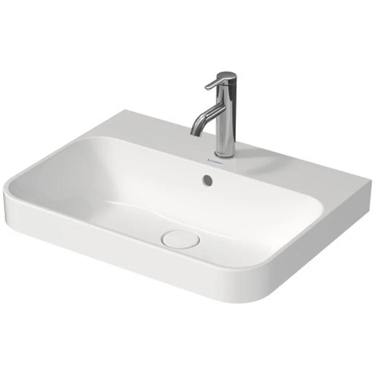 Lavatory Sink Happy D.2 Plus Ground with Overflow 18-1/8 x 23-5/8 Inch Rectangle White 1 Hole