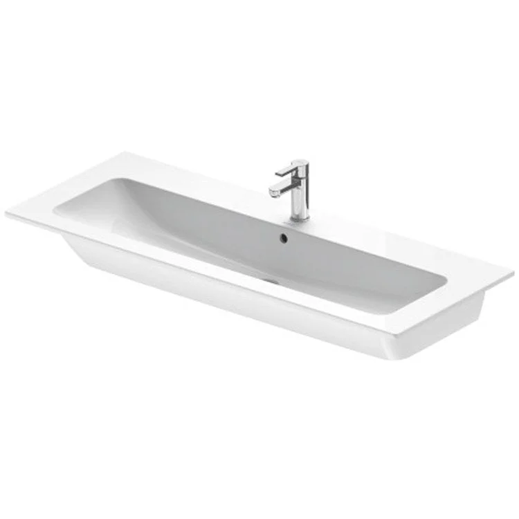 Lavatory Sink ME by Starck Wall Mount with Overflow 19-1/4 x 48-3/8 Inch Rectangle White 1 Hole