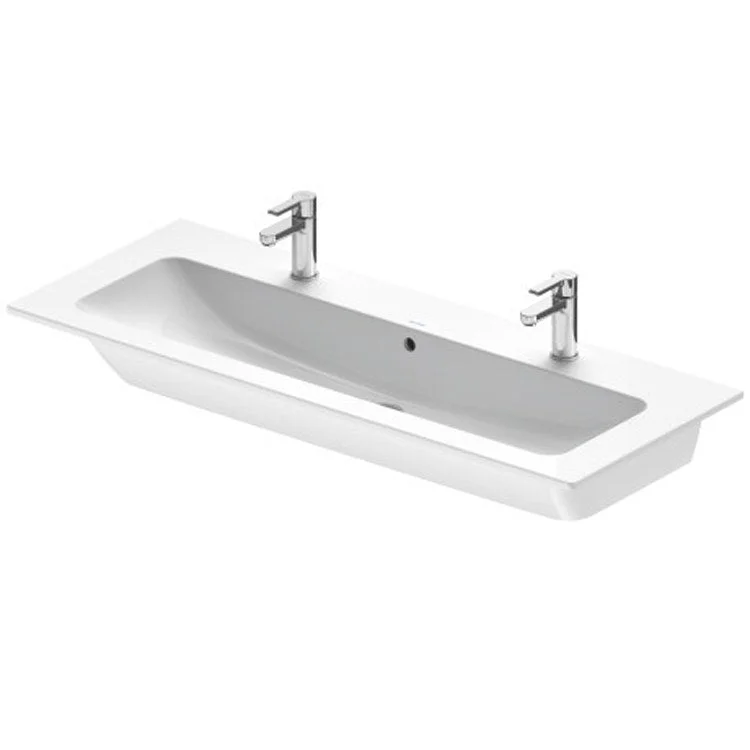 Lavatory Sink ME by Starck Wall Mount with Overflow 48-3/8 x 19-1/4 Inch 22-1/4 Inch Spread Rectangle White 2 Hole