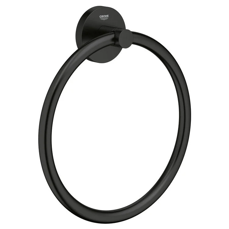 Towel Ring Essentials 8 Inch Closed Matte Black Metal