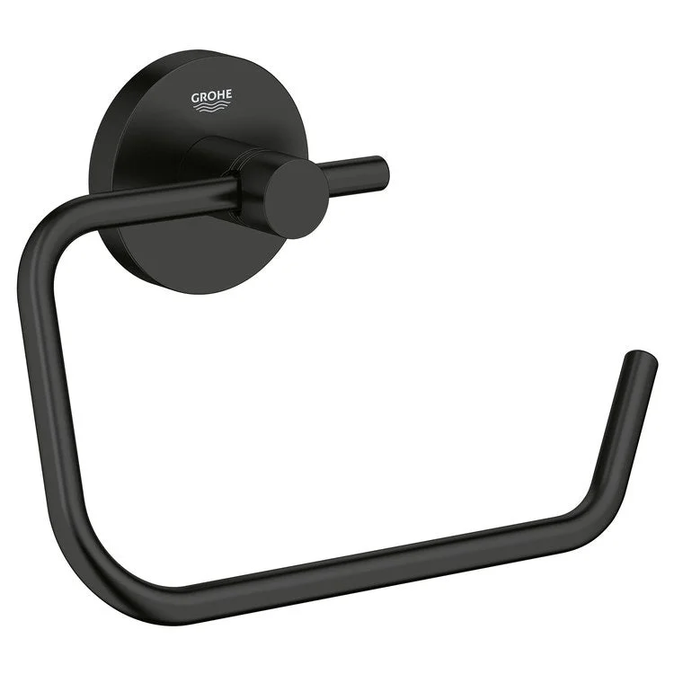 Toilet Paper Holder Essentials Open Post Matte Black Metal Wall Mount