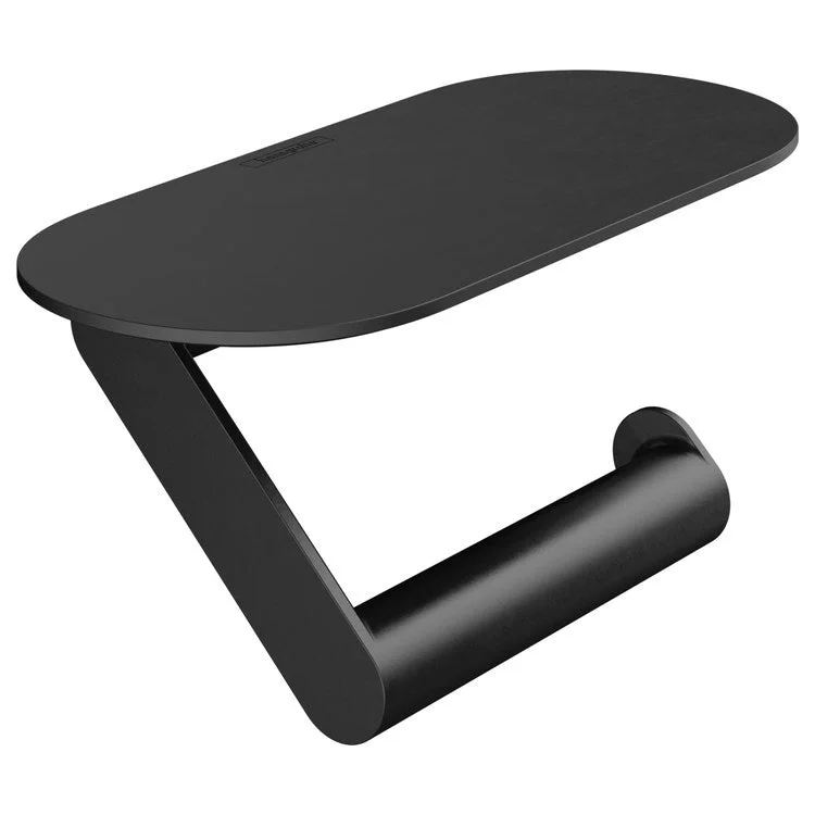 Toilet Paper Holder WallStoris with Shelf Matte Black Plastic 3-7/8 Inch Wall Mount