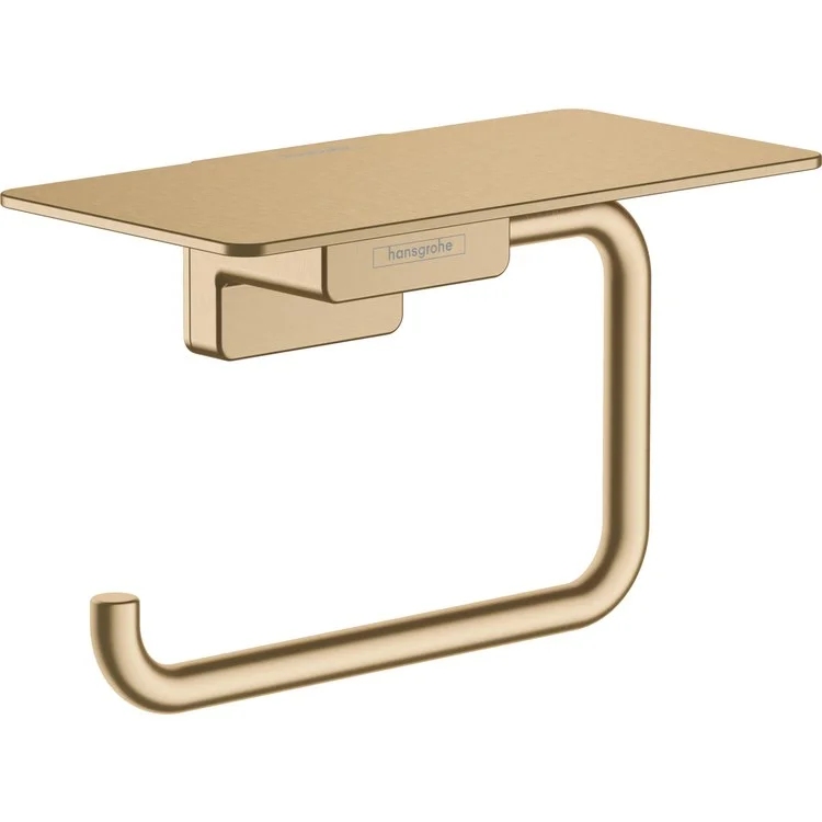 Toilet Paper Holder AddStoris Rectangular with Shelf Brushed Bronze Metal 3-1/8 Inch Wall Mount