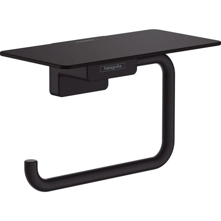 Toilet Paper Holder AddStoris Rectangular with Shelf Matte Black Metal 3-1/8 Inch Wall Mount