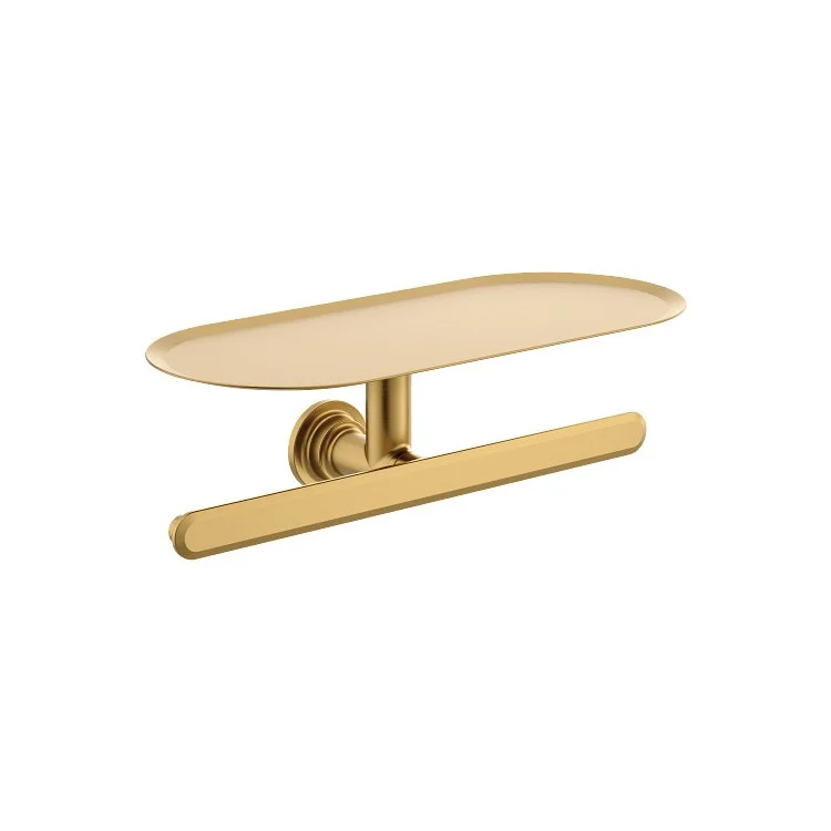 Toilet Paper Holder Greenfield Double Roller with Shelf Brushed Gold Zinc 12-1/4 Inch