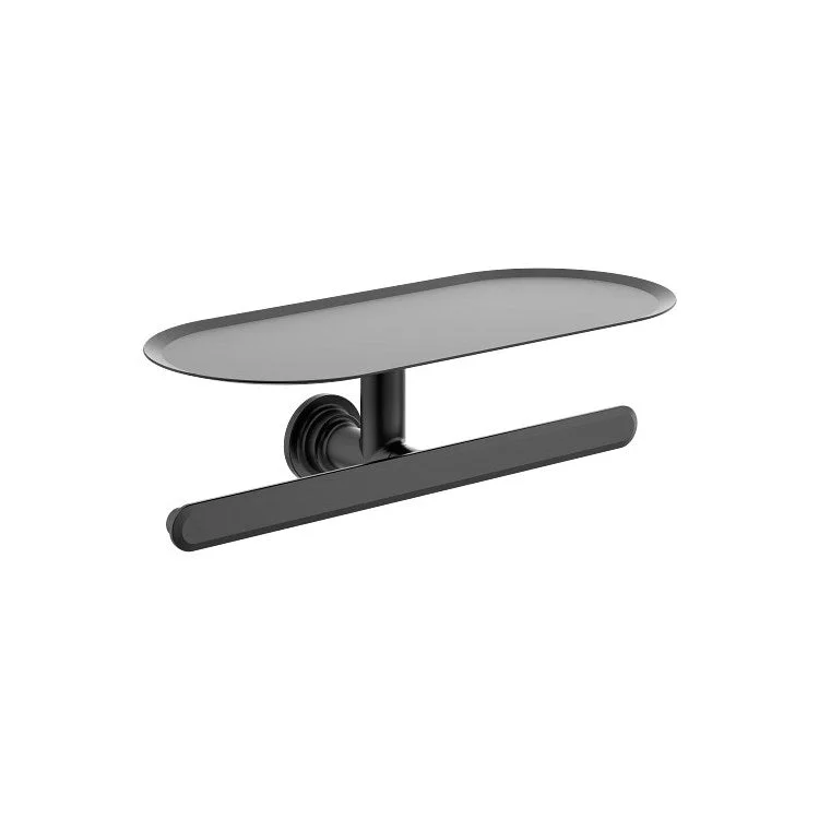 Toilet Paper Holder Greenfield Double Roller with Shelf Matte Black Zinc 12-1/4 Inch