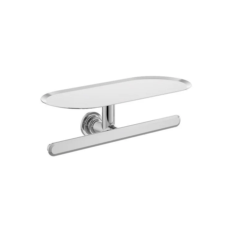 Toilet Paper Holder Greenfield Double Roller with Shelf Chrome Zinc 12-1/4 Inch