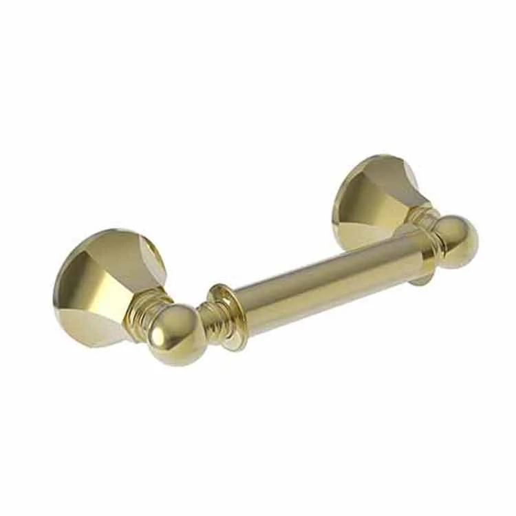 Toilet Paper Holder Metropole Double Post Polished Brass Uncoated Living Brass 9-1/2 Inch 3-1/5 Inch Wall Mount