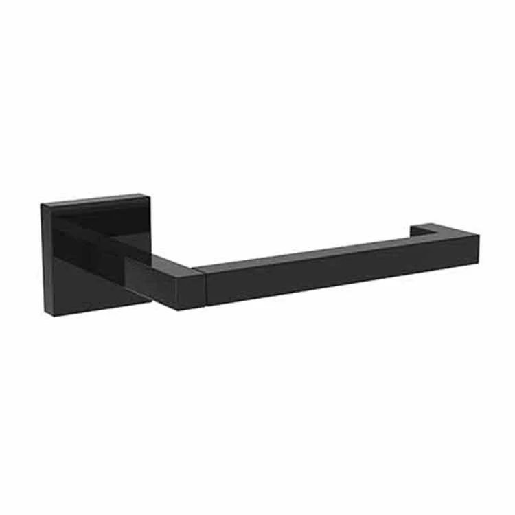 Toilet Paper Holder Cube 2 Open Roller Gloss Black Metal 6-3/8 Inch 3-1/4 Inch Wall Mount