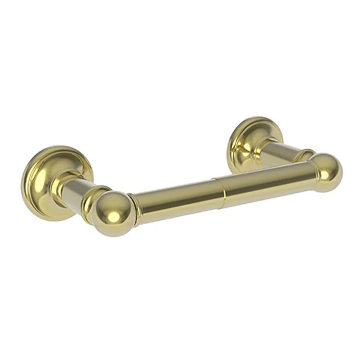 Toilet Paper Holder Ithaca Double Post Polished Brass Uncoated Living Brass 8-3/8 Inch 3-9/16 Inch Wall Mount