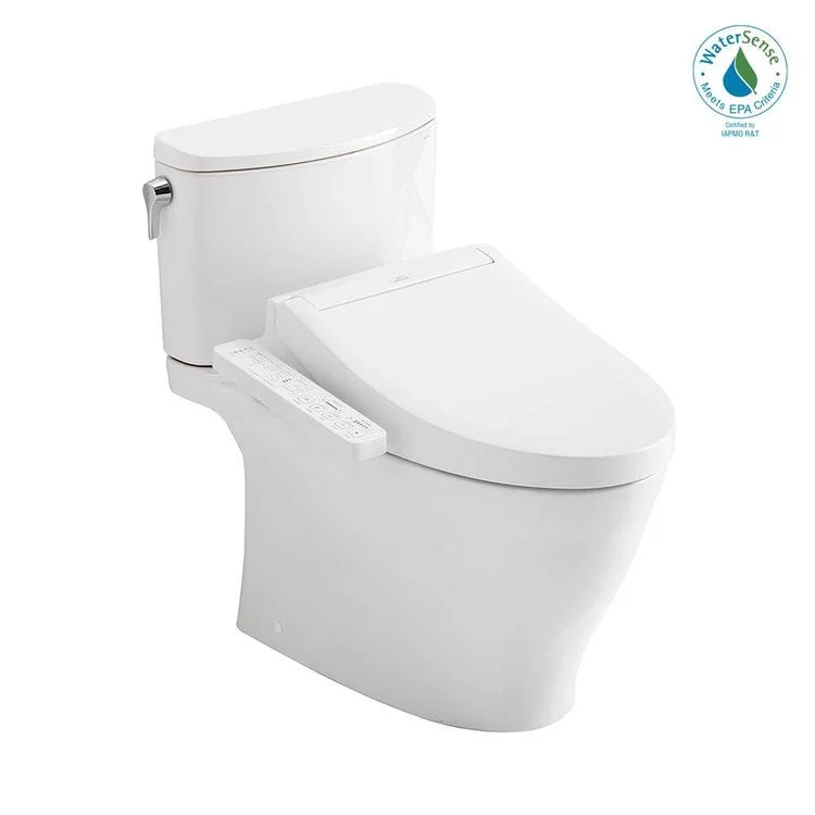 Toilet Nexus 2 Pieces Universal Height Cotton Elongated ADA 28-11/16 Inch 1.28GPF 12 Inch Rough-In Tornado Left Hand Washlet+C2