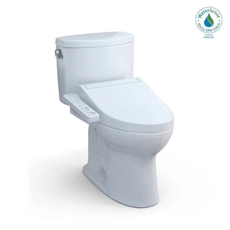 Toilet Drake II 2 Pieces Universal Height Cotton Elongated ADA 30 Inch 1.28GPF 12 Inch Rough-In Tornado Left Hand Washlet+C2