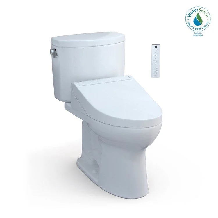 Toilet Drake II 2 Pieces Universal Height Cotton Elongated ADA 30 Inch 1.28GPF 12 Inch Rough-In Tornado Left Hand Washlet+C5