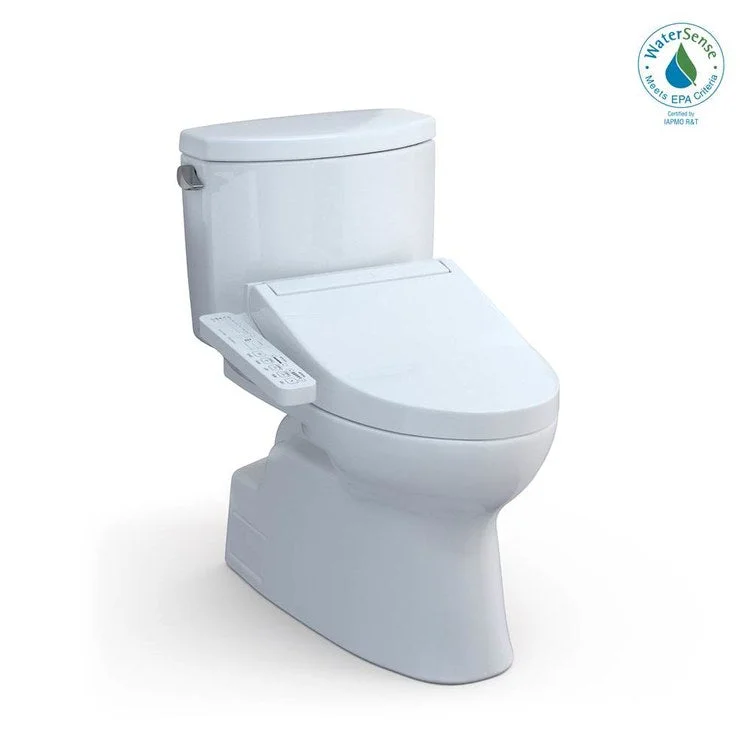 Toilet Vespin II 2 Pieces Universal Height Cotton Elongated ADA 30 Inch 1.28GPF 12 Inch Rough-In Tornado Left Hand Washlet+C2