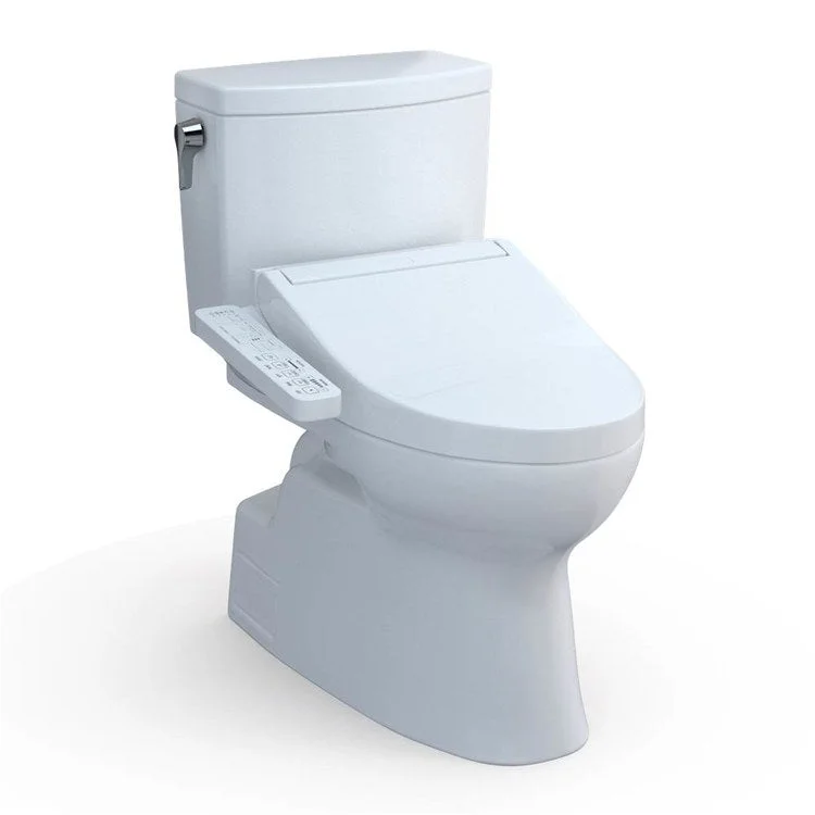 Toilet Vespin II 2 Pieces Universal Height Cotton Elongated ADA 30 Inch 1.0GPF 12 Inch Rough-In Tornado Left Hand Washlet+C2