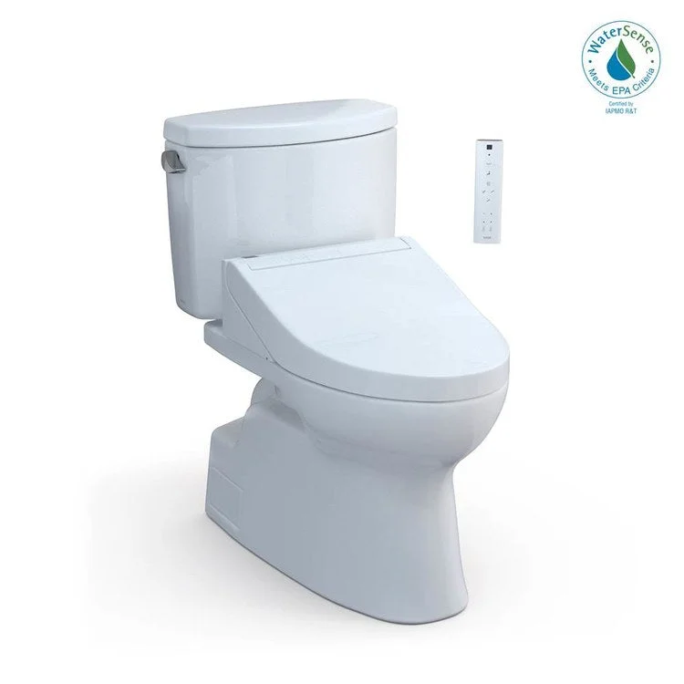 Toilet Vespin II 2 Pieces Universal Height Cotton Elongated ADA 30 Inch 1.28GPF 12 Inch Rough-In Tornado Left Hand Washlet+C5