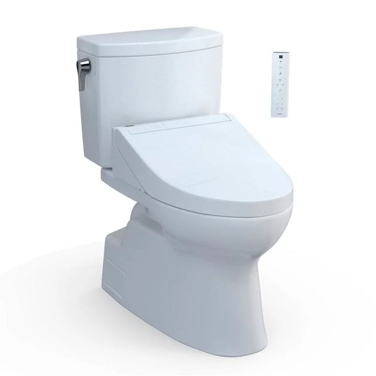 Toilet Vespin II 2 Pieces Universal Height Cotton Elongated ADA 30 Inch 1.0GPF 12 Inch Rough-In Tornado Left Hand Washlet+C5