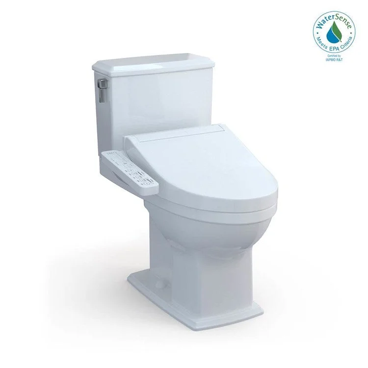 Toilet Connelly 2 Pieces Universal Height Cotton Elongated ADA 30-1/4 Inch 0.9/1.28GPF 12 Inch Rough-In 3D Tornado Left Hand Washlet+C2