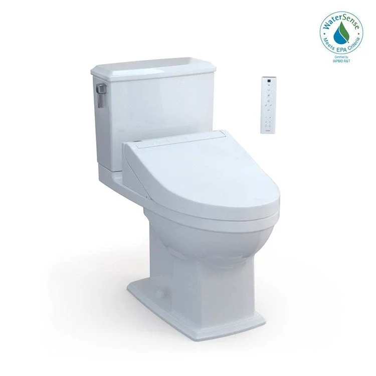 Toilet Connelly 2 Pieces Universal Height Cotton Elongated ADA 30-1/4 Inch 0.9/1.28GPF 12 Inch Rough-In 3D Tornado Left Hand Washlet+C5