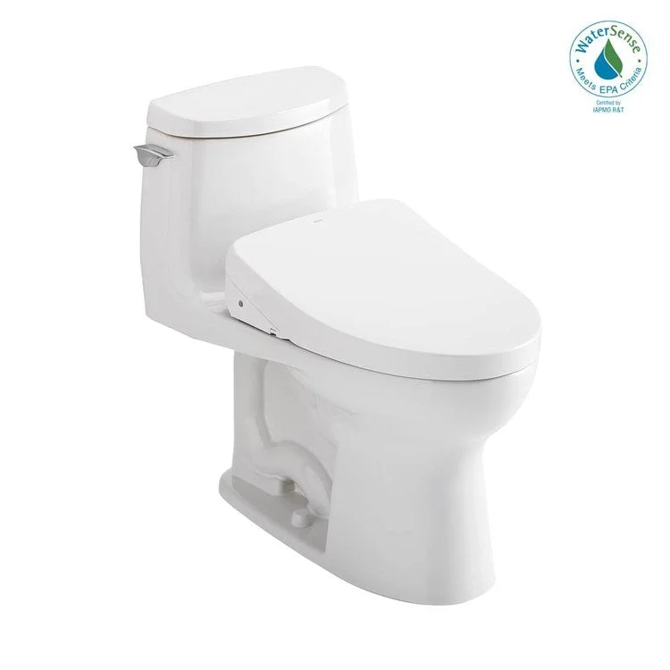 Toilet ULTRAMAX II 1 Pieces Universal Height Cotton Elongated ADA 28-3/4 Inch 1.0GPF 12 Inch Rough-In Tornado Left Hand Washlet+S550e