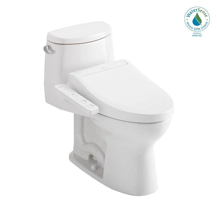 Toilet ULTRAMAX II 1 Pieces Universal Height Cotton Elongated ADA 28-3/4 Inch 1.28GPF 12 Inch Rough-In Tornado Left Hand Washlet+C2