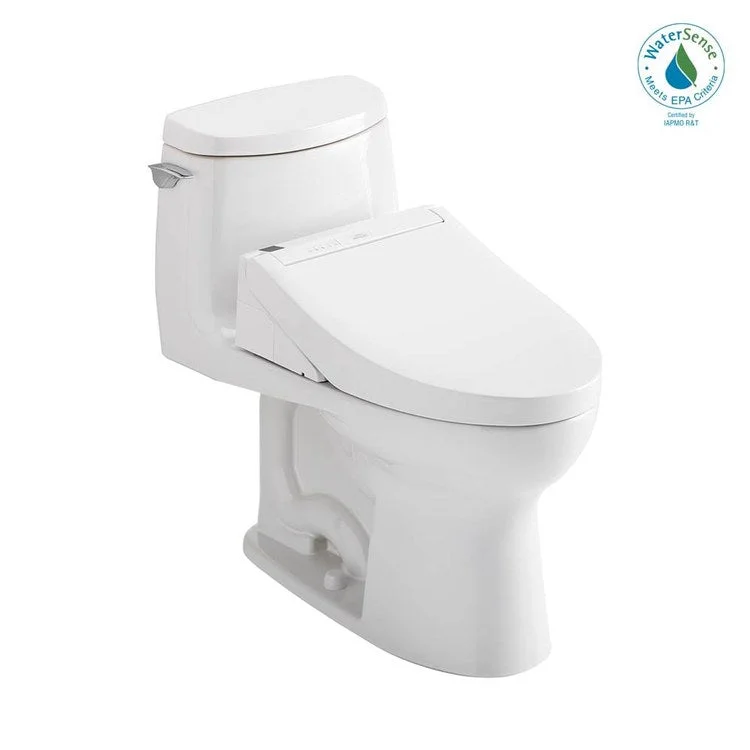 Toilet ULTRAMAX II 1 Pieces Universal Height Cotton Elongated ADA 28-3/4 Inch 1.0GPF 12 Inch Rough-In Tornado Left Hand Washlet+C5