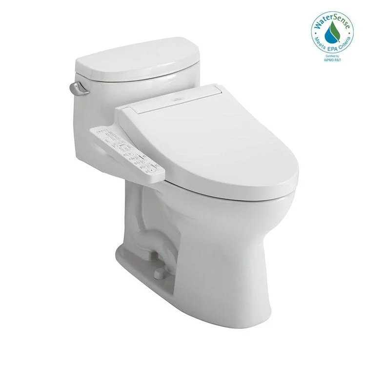 Toilet Supreme II 1 Pieces Universal Height Cotton Elongated 25-5/8 Inch 1.28GPF 12 Inch Rough-In Tornado Left Hand Washlet+C2