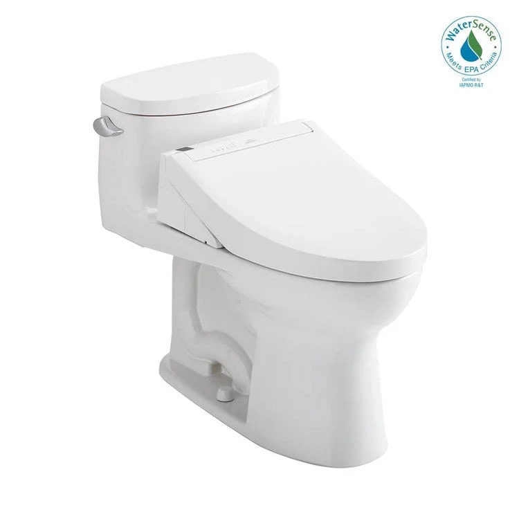 Toilet Supreme II 1 Pieces Universal Height Cotton Elongated 25-5/8 Inch 1.28GPF 12 Inch Rough-In Tornado Left Hand Washlet+C5