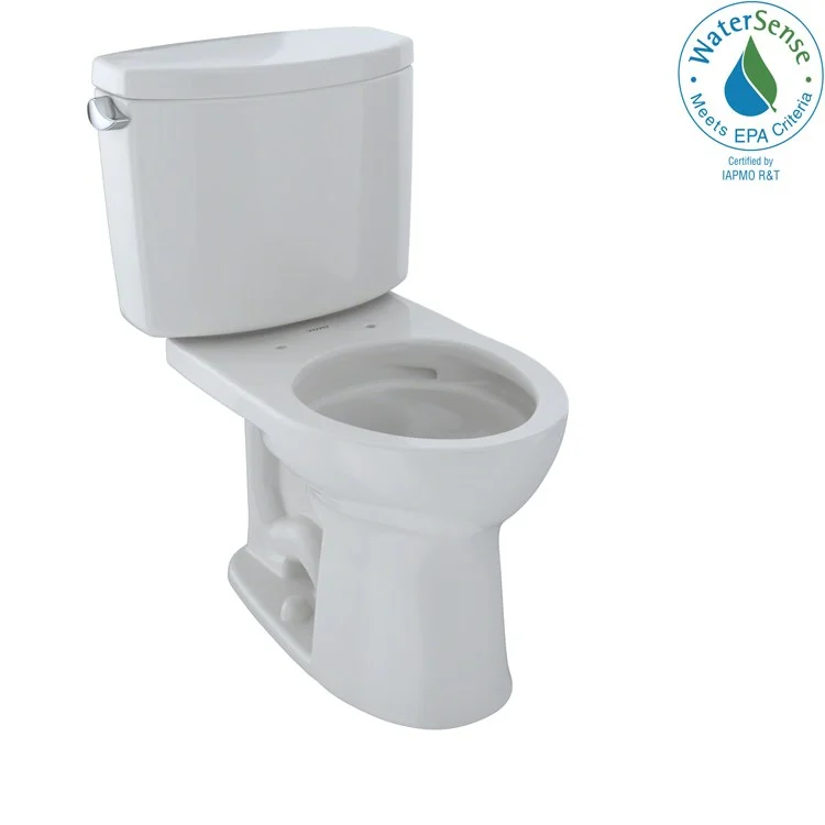 Toilet Drake II 2 Pieces Universal Height Colonial White Round Front ADA 30 Inch 1.28 Gallons per Flush Left Hand Chrome Less Seat