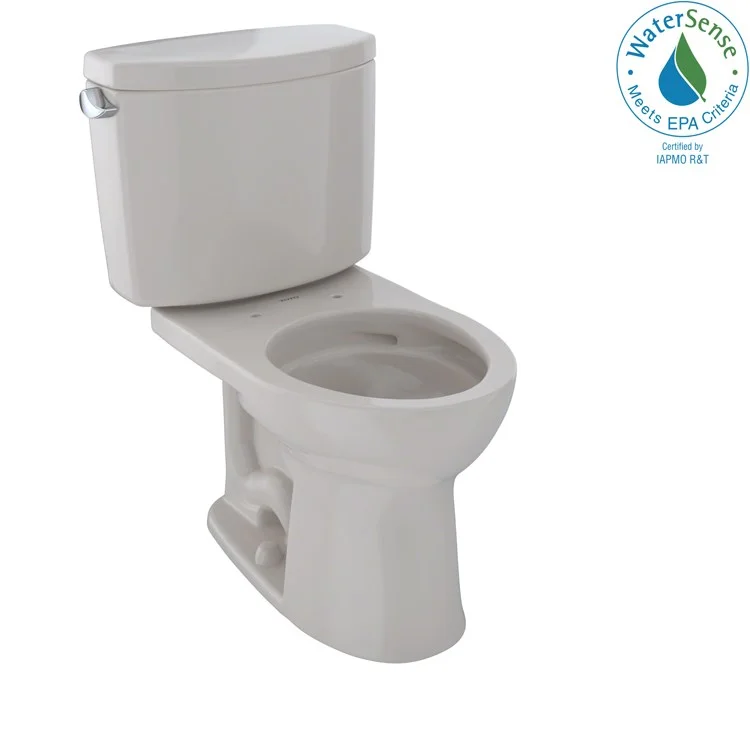 Toilet Drake II 2 Pieces Universal Height Sedona Beige Round Front ADA 30 Inch 1.28 Gallons per Flush Left Hand Chrome Less Seat