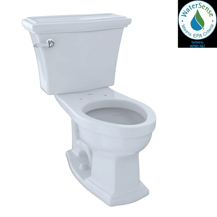 Toilet Eco Clayton 2 Pieces Close Coupled Universal Height Cotton Elongated ADA 31-5/8 Inch 1.28 Gallons per Flush Left Hand Chrome Less Seat