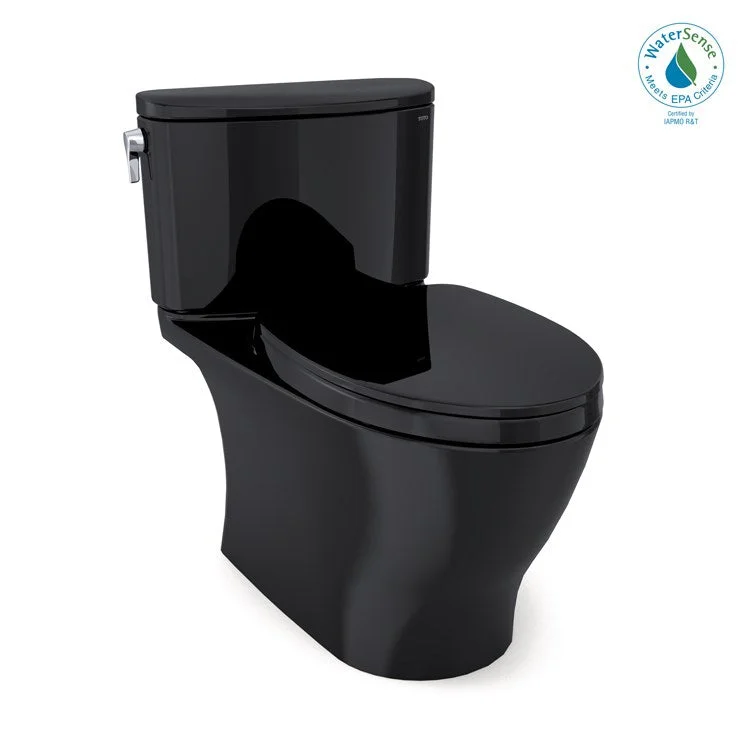 Toilet Nexus 2 Pieces Close Coupled Universal Height Ebony Elongated ADA 28-11/16 Inch 1.28 Gallons per Flush Left Hand Chrome Soft Close