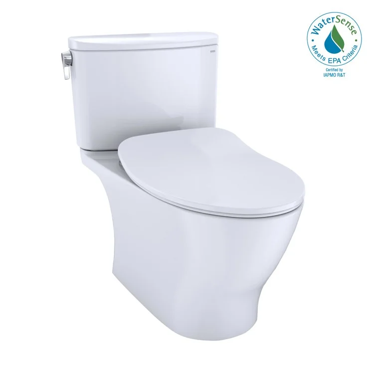 Toilet Nexus 2 Pieces Close Coupled Universal Height Slim Seat Cotton Elongated ADA 28-11/16 Inch 1.28 Gallons per Flush Left Hand Chrome Soft Close