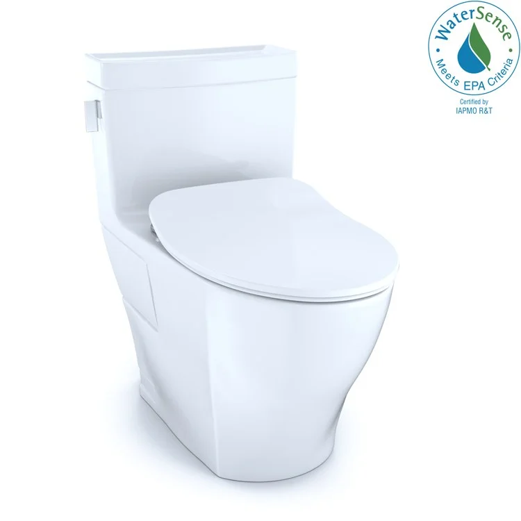 Toilet Legato 1 Pieces Universal Height Washlet Ready Cotton Elongated ADA 27-15/16 Inch 1.28 Gallons per Flush Left Hand Chrome Soft Close