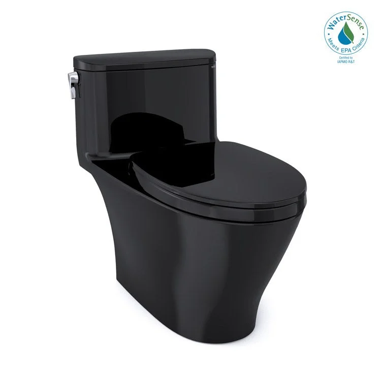 Toilet Nexus 1 Pieces Universal Height Washlet Ready Ultra High Efficiency Ebony Elongated ADA 27 Inch 1.0 Gallons per Flush Left Hand Chrome Soft Close