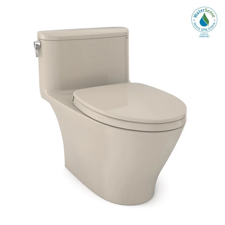 Toilet Nexus 1 Pieces Universal Height Washlet Ready Ultra High Efficiency Bone Elongated ADA 27 Inch 1.0 Gallons per Flush Left Hand Chrome Soft Close