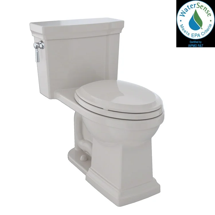 Toilet Promenade II 1 Pieces Universal Height Sedona Beige Elongated ADA 29-1/4 Inch 1.0 Gallons per Flush Left Hand Chrome Soft Close